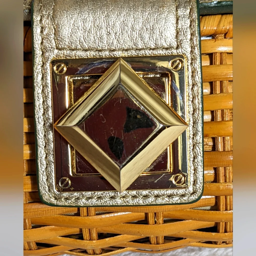 Women's MICHAEL Michael‎ Kors unique wicker and gold leather clutch